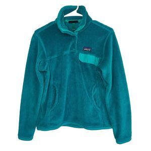 Patagonia Teal Quarter Snap T Fleece Pullover Jacket Womens’s Small Outdoors n12